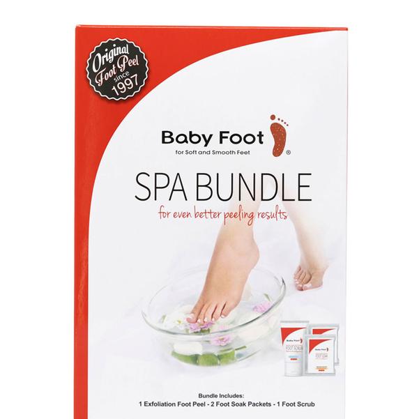 Baby Foot Spa Bundle includes the Original Peel, 2 Foot Soaks & Foot Scrub